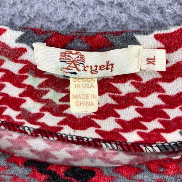 Aryeh Dress Womens Extra Large Red Chevron Sweater 3/4 Sleeve Mini Pullover Knit - Picture 5 of 10